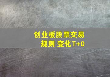 创业板股票交易规则 变化T+0